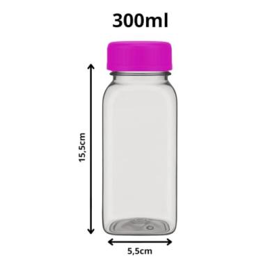 Imagem de 10 Garrafinhas PET 200ml / 300ml com Tampa Garafa p/Sucos e Caldo de Cana Direto da Fábrica (ROSA, 300ML)