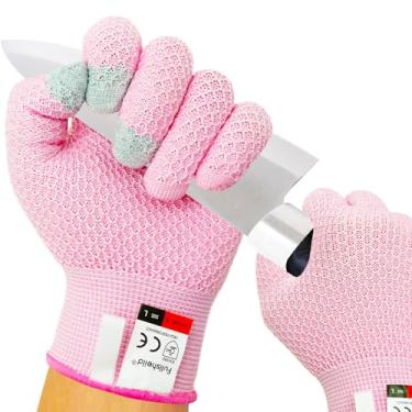 Imagem de 4 luvas resistentes a cortes nível 5 de proteção para cozinha, luvas anticorte de grau alimentício com tela sensível ao toque para corte de carne, fatiar bandolim, duráveis, respiráveis, laváveis na