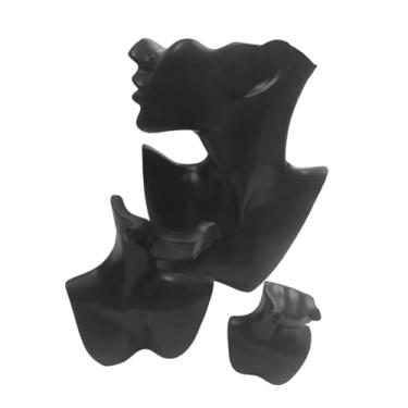 Imagem de Hailong Ming Conjunto de 3 Manequins para Exposição de Joias, Lateral, Fino Acabamento, Elegante, para Exposição em Loja, Suporte para Colar, Preto