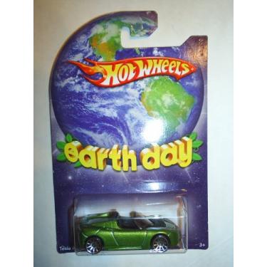 Imagem de Hot Wheels Carro de metal fundido colecionável Tesla Roadster Sport em escala 1/64 do Dia da Terra 2010