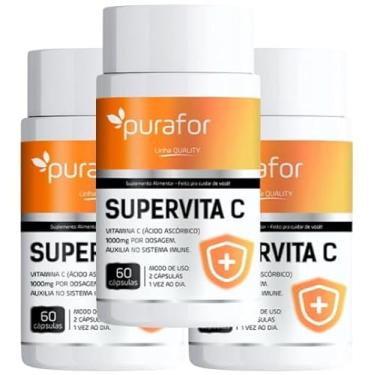 Imagem de kIT 3 Vitamina C 1000mg | SuperVitaC 60 Cápsulas | Suplemento Imunidade Alta | Ácido Ascórbico Antioxidante Natural