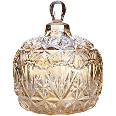 Imagem de Frasco De Vidro Colorido Cdy Sweet Com Tampa Crystal Bon Glass Crystal Bon Glass Covered Sugar Bowl Pequeno Recipiente Decorativo De Armazenamento De Buffet Em Forma De Biscoito, C