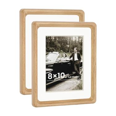 Imagem de HELPLEX Conjunto de 2 porta-retratos 20 x 25 – madeira de carvalho branco fosco com vidro temperado HD, ajustável para tela de parede ou mesa 15,7 x 20,5 x 25,4 cm aberta, vertical/horizontal com