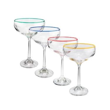 Imagem de Conjunto de Taças para Coquetel Bohemia Praline em Cristal com Filado Colorido 180ml - 4 Peças