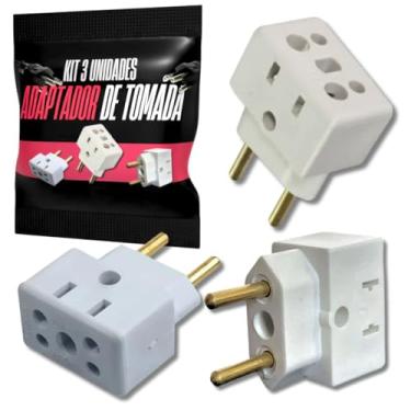 Imagem de Adaptador de Tomada 20A 10A Kit 3 Adaptadores Plug Benjamin Para Eletrodomésticos Maquina Secador de Cabelo Fritadeira Airfryer Bivolt 110V 220V Compatível com Padrão Antigo e Novo Bob