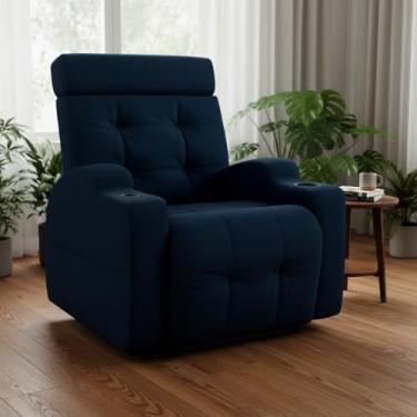 Imagem de Poltrona do Papai Reclinável Automática com USB e Porta-Copos Cherokee (Veludo Azul)