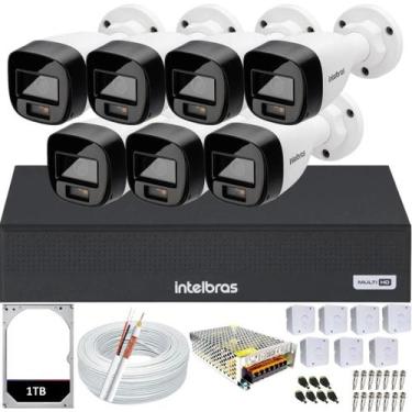 Imagem de Kit 7 Câmeras Intelbras Cftv 1080p Full Color Hd 1TB colorido dia e no