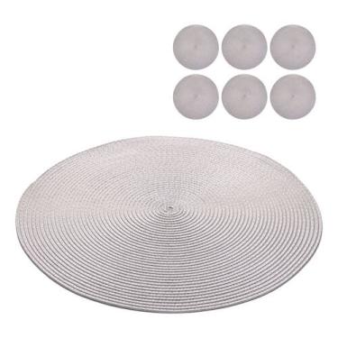 Imagem de Jogo Americano 6 Lugar Redondo Sousplat 38cm Lyor Cor Cinza, Cinza