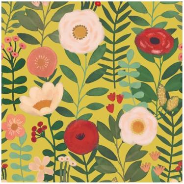 Imagem de HAOKHOME Papel de parede floral removível Boho papel de parede removível para quarto amarelo/rosa/vermelho papel de contato 44 x 10 m