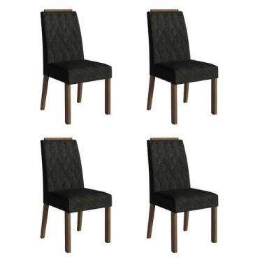 Imagem de Kit 4 Cadeiras de Jantar 4256 com Espaldar Rustic/oxford Madesa