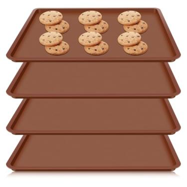 Imagem de 4 peças de folhas de desidratador de silicone com borda, bandejas de couro de frutas tapetes de desidratador antiaderentes de 30 x 25 cm, tapetes desidratadores reutilizáveis, tapetes quadrados para