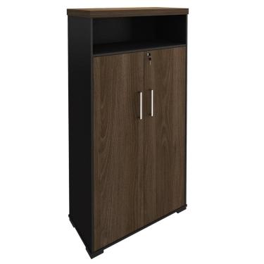 Imagem de Armário Alto para Escritório 89cm Tamburato A06 Marrom/Preto - Mpozenato