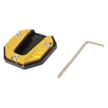 Imagem de BYYINGSUS Extensor universal para scooter para motocicleta, suporte lateral para pé, placa de suporte, base ampliada antiderrapante (titânio) (amarelo)