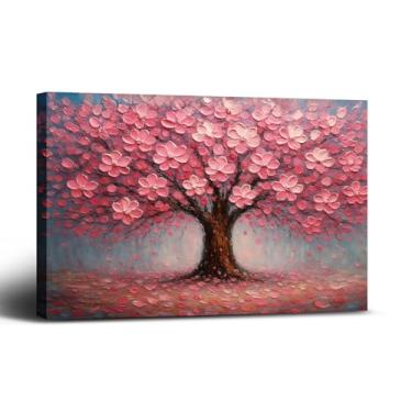 Imagem de Arte de parede em tela árvore da vida, pintura abstrata moderna da árvore da vida, decoração de parede emoldurada para sala de estar, escritório, sala de meditação, quarto, hotel, decoração de casa 61