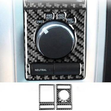 Imagem de Edinstry 4 peças de fibra de carbono preta 2WD/4WD puxador e acabamento de painel de ventilação central para Dodge RAM 1500 2009-2012, kit de adesivos de capa de moldura de controle interno do painel