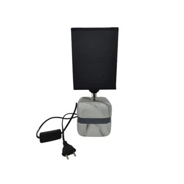 Imagem de Abajur Preto Com Base De Cerâmica Carrara 30X12,5Cm