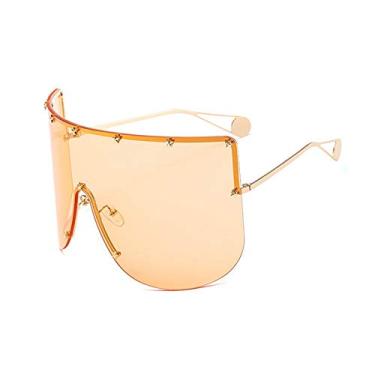 Imagem de mincl / Óculos de sol vintage retrô viseira feminino 2019 óculos de sol grandes à prova de vento uma peça armação grande óculos de sol, Champanhe, Medium