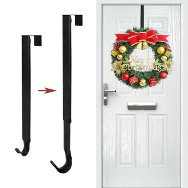 Imagem de Chffcuh Gancho de guirlanda de metal preto, ajustável de 38 a 63 cm, suporte de porta, 1 peça, perfeito para decorar portas, grinaldas penduradas, toalhas, casacos, chaves