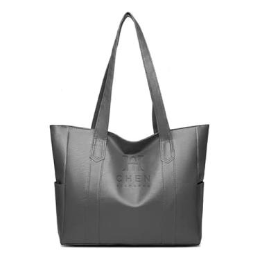 Imagem de Bolsa Feminina Grande Tipo Tote | Bolsa de Ombro e Mão para Faculdade, Trabalho e Dia a Dia | Estilo Casual Elegante (Cinza)