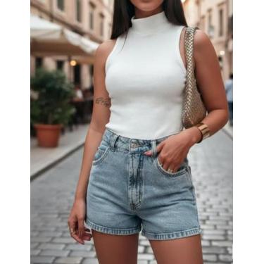 Imagem de Cropped Regata Gola Alta em Ribana Algodão - TG Camiseteria, Branco, M