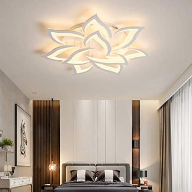 Imagem de Luminária de teto LED com controle remoto, luminária de teto com flores para quarto, moderna, com controle remoto, luminária de acrílico para sala de estar, corredor, sala de jantar, quarto