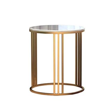 Imagem de Mesa de centro pequena - Mobiliário moderno redondo com detalhe lateral para sala de estar, vidro dourado