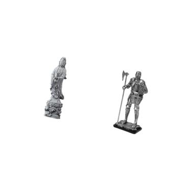 Imagem de Fenteer Estátua de Cavaleiro Guan Yin, Ornamento de Pedra, Figura Decorativa Colecionável de Feng Shui Budista para Interior, Corredor, Quarto, Lareira, Área