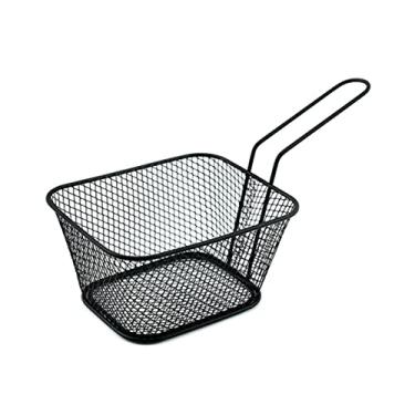 Imagem de Cesta de fritura de aço inoxidável grande para frituras cesta de coador de comida coador de malha de batata tiras de frango cesta de armazenamento cesta de fritura profunda (C preto)