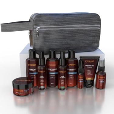 Imagem de Kit Barba Completo Necessaire Shampoo Condicionador Balm Óleo Hidratante Tônico Crescimento Masculino (Oceano + Necessaire Cinza)