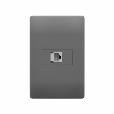 Imagem de Conjunto Tomada Telefone 4x2” Com Conector RJ11 2 VIAS Habitat Onix - FAME