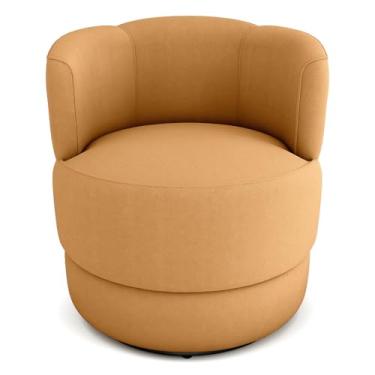Imagem de Poltrona Decorativa Giratória Base De Ferro Marselha Conforto e Elegância (Suede Laranja)