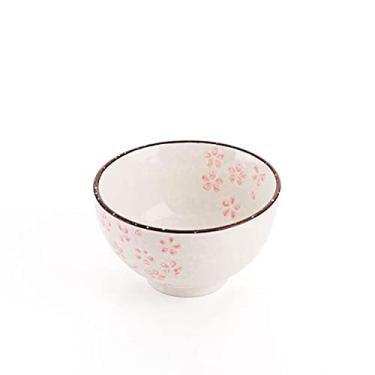 Imagem de WYUYIWH Tigela Sakura Tigela de Cerâmica Tigela de Arroz Utensílios de Mesa de Frutas Salada Tigelas de Jantar Estudantes Tigelas de Sopa Ramen (Cor: Amarelo Claro)