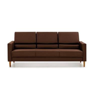 Imagem de Sofá Herval na Caixa 3 Lugares, Spirit, em Corino Marrom, 202 cm