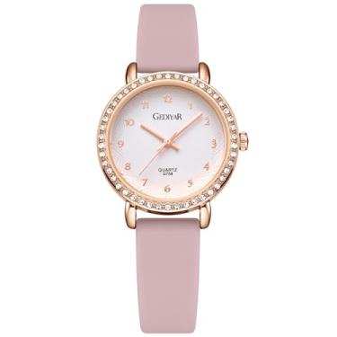 Imagem de Relógio feminino de quartzo, bisel de strass de cristal, mostrador analógico à prova d'água, várias cores, silicone, geléia, casual, relógio de pulso para enfermeiras, G708-rosa, Casual