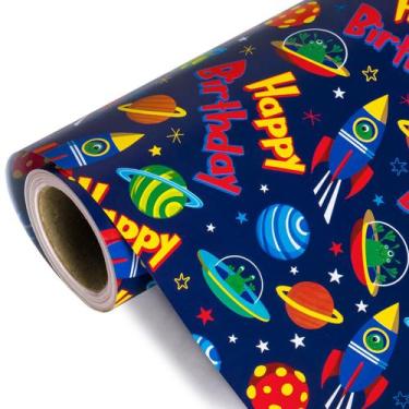 Imagem de Rolo de papel de embrulho WRAPAHOLIC Space Birthday 43cm x 10m