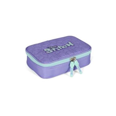 Imagem de Estojo box escolar infantil stitch disney 100 pens luxcel, ROXO
