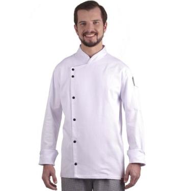 Imagem de Dólmã Unissex Para Chef Cozinha 100% Algodão Branco Uniforme Cozinheir