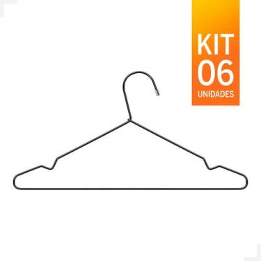 Imagem de Cabide Tintureiro com Cava Preto - Kit Econômico com 6 Peç - Nico Stor