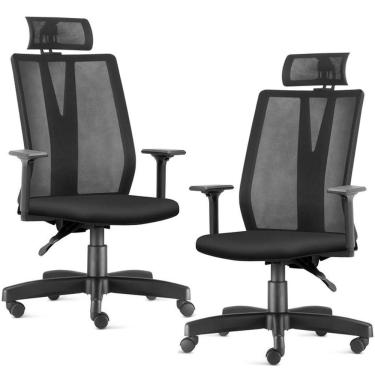 Imagem de Kit 02 Cadeiras de Escritório Presidente Executiva Giratória Apoio de Cabeça Addit F02 - Lyam Decor