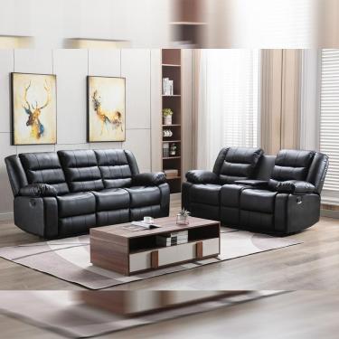 Imagem de Conjunto Poltronas Sala de Cinema 2 e 3 Lugares Hollywood com Massagem/Aquecimento PU Preto G31 - Gran Belo
