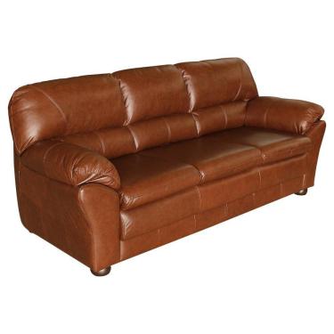 Imagem de Sofá 3 Lugares Sala de Estar Pés Madeira 212cm Laura Couro Caramelo - Gran Belo