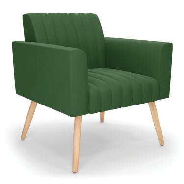 Imagem de Poltrona Viena Gomada Suede Verde Pés Palito Natural - D'Rossi