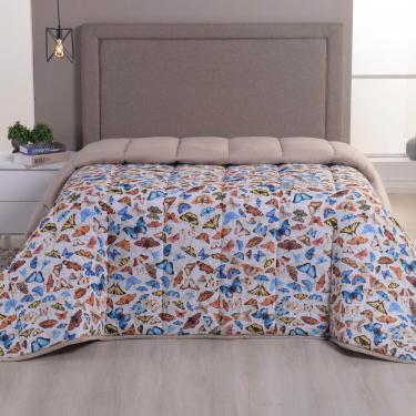 Imagem de Edredom King Luar Super Macio Malha 100% Algodão Dupla Face 01 Peça - Bege Borboleta