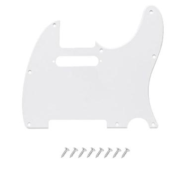 Imagem de DIAO79NI Placa de risco Tele Pickguard de 8 furos para guitarra elétrica de estilo moderno Fender EUA/Mexican Fender American Standard Telecaster, branca, 1ply.