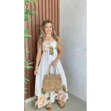 Imagem de Vestido Longo Estampado Frente Unica Franzido Busto-Feminino