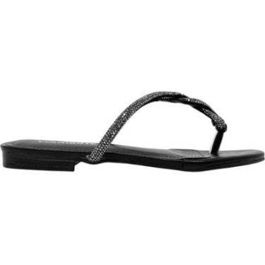 Imagem de Rasteirinha Dedo Feminina Casual Básica Dia a Dia Passeio Tiras Trançadas com Strass Via Marte 113-0-Feminino