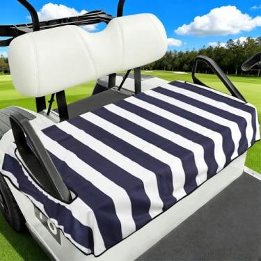 Imagem de Capas de assento de carrinho de golfe, acessórios de carrinho de golfe, cobertores de toalha de assento de carrinhos de golfe para homens e mulheres, capas de assento de golfe listradas para carro de