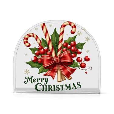 Imagem de Suporte de guardanapo de bengalas de azevinho para mesas suporte de guardanapo de papel placa acrílica dispensador de coquetel de tecido independente para cozinha festa de jantar