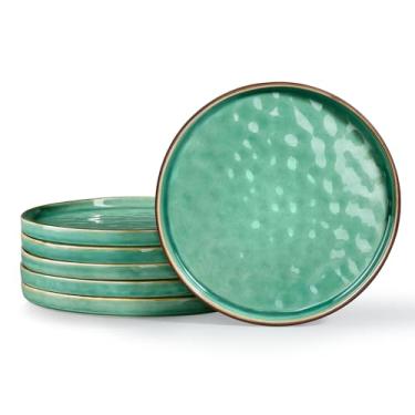 Imagem de LIANYU Conjunto de 6 pratos de sobremesa de cerâmica, conjunto de pratos de jantar de cozinha de 19 cm, pratos de porcelana para bolo, pão, salada, lanche e bife, seguro para micro-ondas, forno e