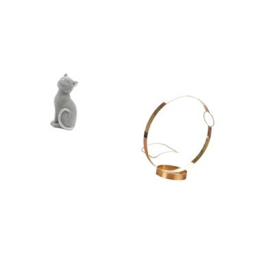 Imagem de Fenteer Escultura de Gato de Resina E Suporte de Garrafa de Vinho de Ferro Organizador para Sala de Estar, Quarto, Entrada, Estante, Decoração de Mesa